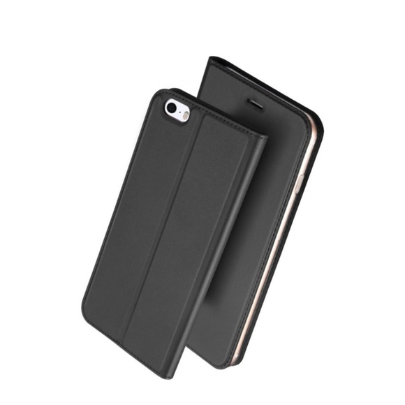 Dux Ducis - iPhone SE / 5S / 5 Flip Wallet Cover Leder Tasche - Grau