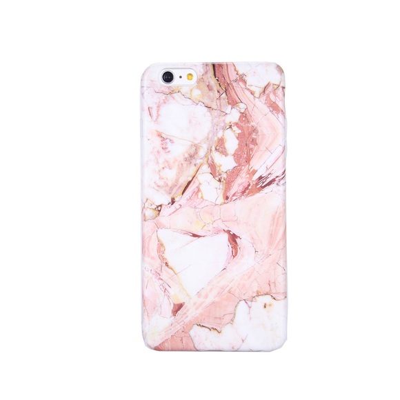 iPhone 6 / 6S Gummi Case Hülle Marble Marmor Design - Rosa / Weiss