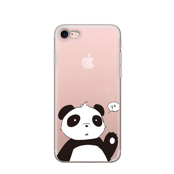Apfelkiste © - iPhone 8 / 7 / 6S / 6 Gummi Case Hülle Ultra Thin Pandabär - Transparent