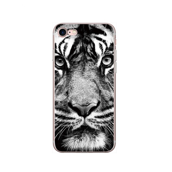 Apfelkiste © - iPhone 8 / 7 / 6S / 6 Gummi Case Hülle Ultra Thin Weisser Tiger - Transparent