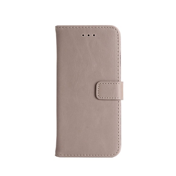 iPhone 8 / iPhone 7 Leder Tasche Flipcover Wallet mit Kartenfächern - Beige