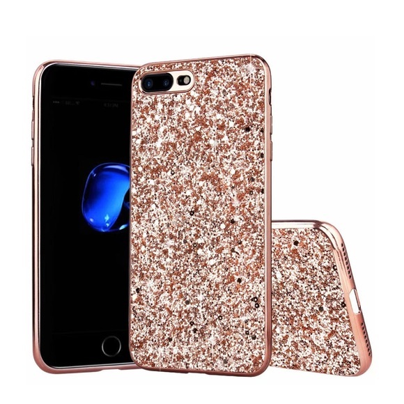 iPhone 8 / iPhone 7 Galvanisierte Glitzer Hardcase Hülle - Roségold