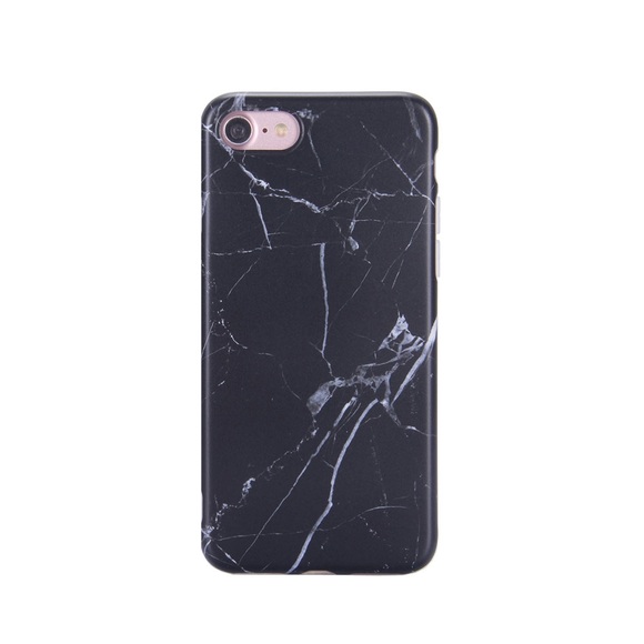 iPhone 8 / iPhone 7 Gummi Case Hülle Marble Marmor Design - Schwarz