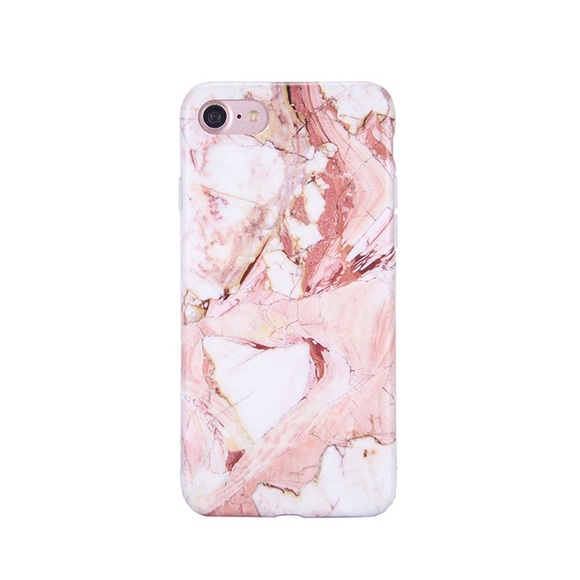 iPhone 8 / iPhone 7 Gummi Case Hülle Marble Marmor Design - Rosa / Weiss