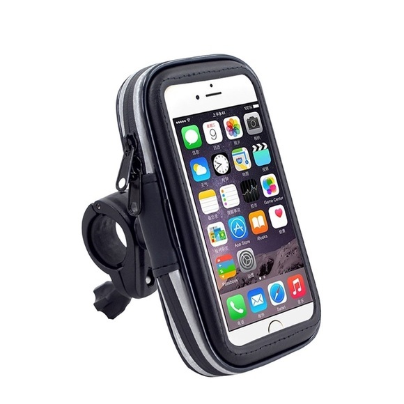 iPhone 8 / 7 / 6 / 6S Schutz Tasche (Spritzwassergeschützt) + Fahrrad Velo Halterung - Schwarz