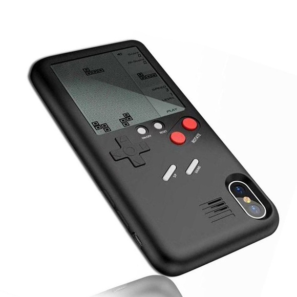 iPhone Xs / X Hardcase Hülle mit integrierter Spiele-Konsole und verschiedenen Retro-Spielen - Schwarz