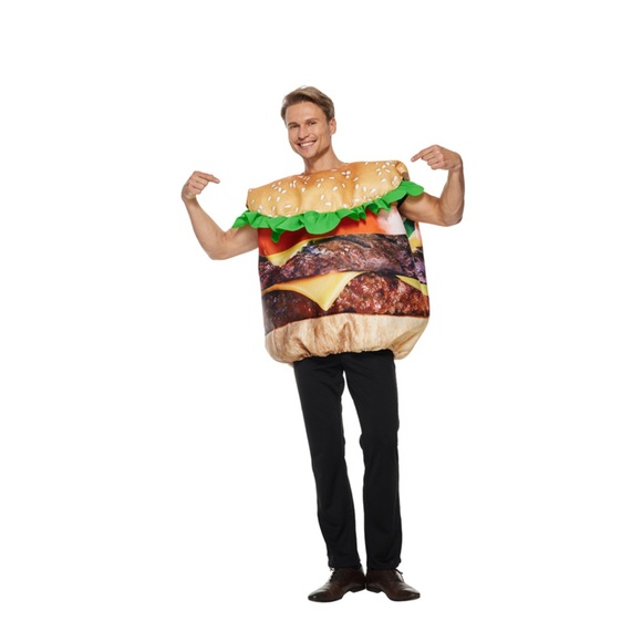 Lustiges Motto Party Burger Kostüm Erwachsenen Hamburger Verkleidung (OneSize)