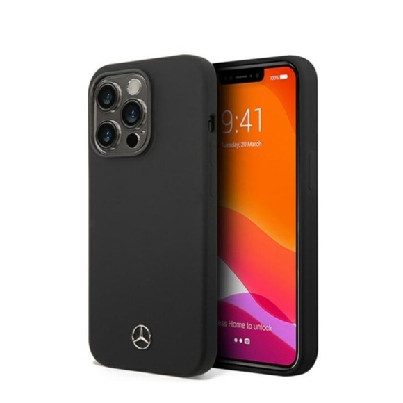 Mercedes Benz - iPhone 14 Pro Silikon Hardcase Hülle (MEHMP14LSILBK) - Schwarz