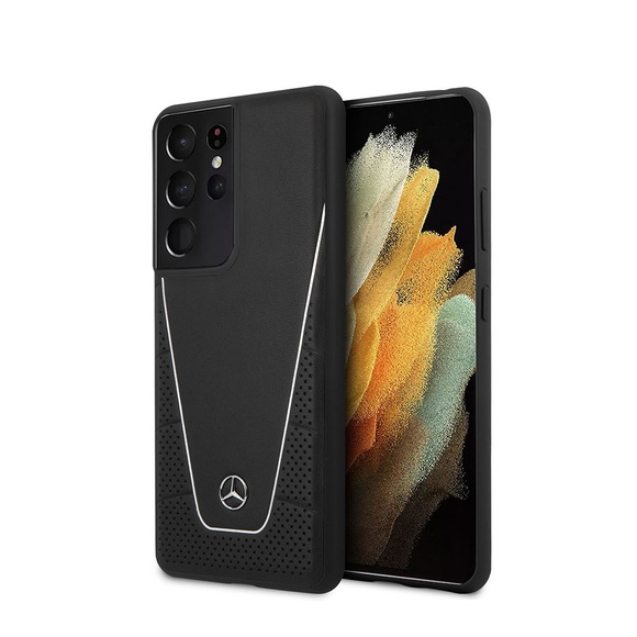 Mercedes Benz - Samsung Galaxy S21 Ultra 5G Echtleder Hardcase Hülle Dynamic (MEHCS21LCLSSI) - Schwarz