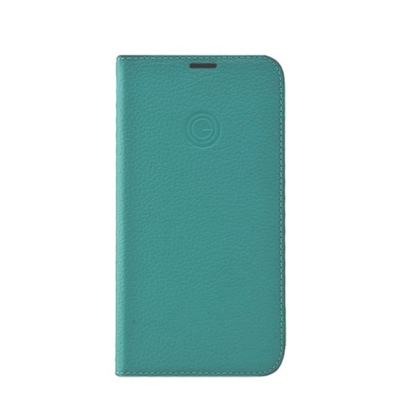 Mike Galeli - iPhone 12 Pro Max Echtleder Book Case Tasche Flip Cover Hand Made (MARCIP12_6.7-M16) - Türkis