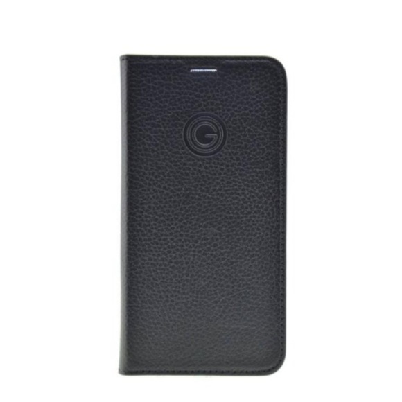 Mike Galeli - iPhone 13 Echtleder Book Case Tasche Flip Cover Hand Made (MARCIP13-M01) - Schwarz