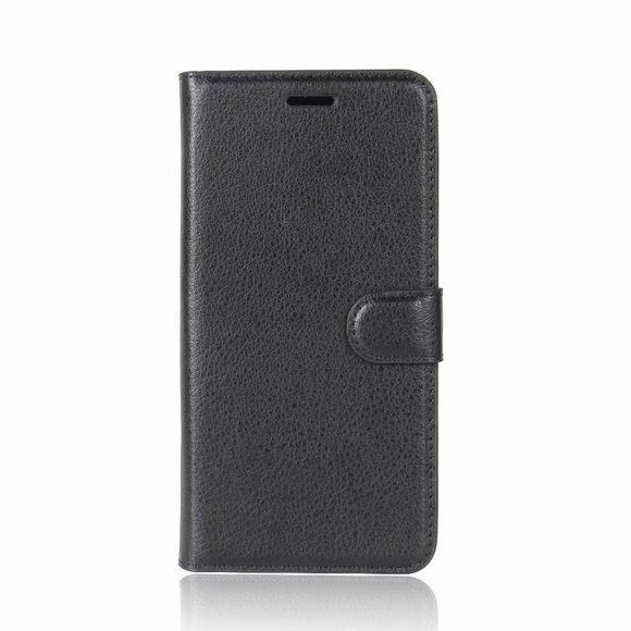 Nokia 8 Leder Tasche Flip Cover Litchi Look - Schwarz