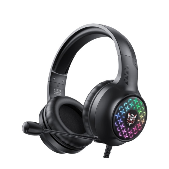 Onikuma - X7 Pro Gaming USB Kopfhörer Over-Ear LED Stereo Headset mit Mikrofon + 3.5mm Klinken Anschluss - Schwarz