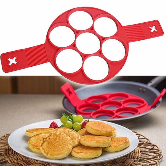 7-fach Pancake Maker Silikon Pfannkuchenform Pfannen Backform - Rund