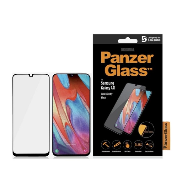 PanzerGlass - Samsung Galaxy A41 Panzer Glas Display Schutzfolie Case Friendly mit Rahmen (7217) - Schwarz