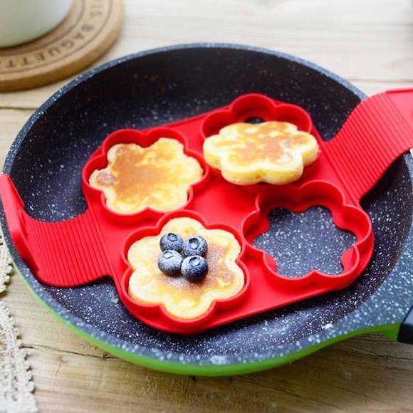 4-fach Pancake Maker Silikon Pfannkuchenform Pfannen Backform - Blumenform
