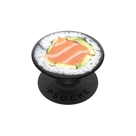 Popsockets 800988 Salmon Roll - Handy Griff und Ständer (Weiss/Rosarot)