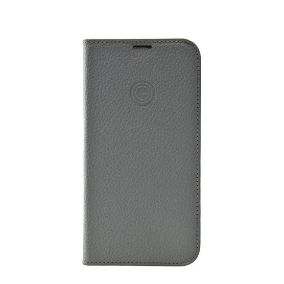 Mike Galeli - iPhone 13 Pro Echtleder Book Case Tasche Flip Cover Hand Made (MARCIP13PRO-M06) - Grau