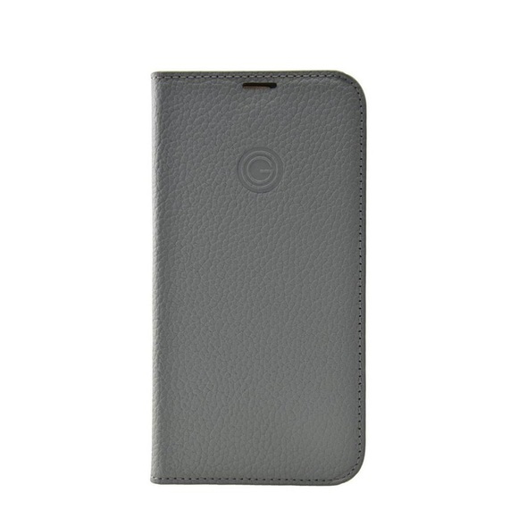 Mike Galeli - iPhone 13 Echtleder Book Case Tasche Flip Cover Hand Made (MARCIP13-M06) - Grau