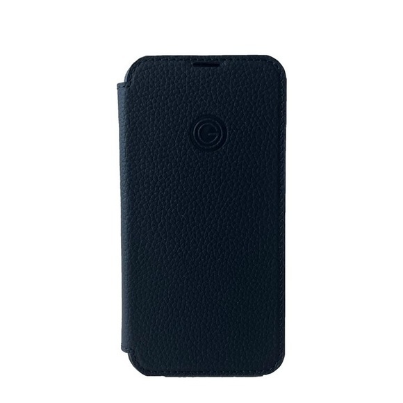Mike Galeli - iPhone 14 Echtleder Book Case Tasche + Magnetische Schutzhülle (JEFFIP14-M01) - Schwarz