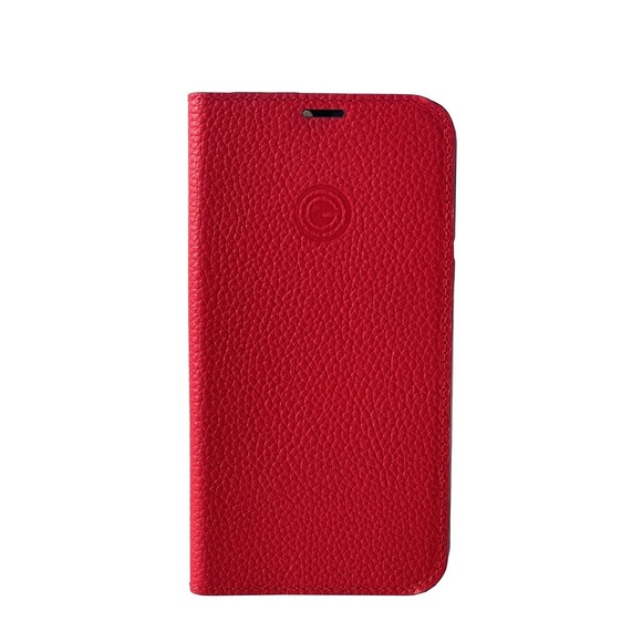 Mike Galeli - iPhone 14 Plus Echtleder Book Case Tasche Flip Cover Hand Made (MARCIP14MAX-M04) - Rot