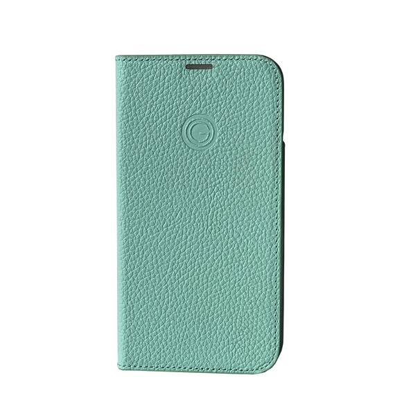 Mike Galeli - iPhone 14 Plus Echtleder Book Case Tasche Flip Cover Hand Made (MARCIP14MAX-M09) - Türkis