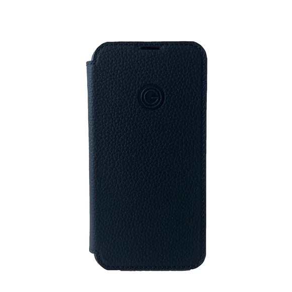 Mike Galeli - iPhone 14 Pro Echtleder Book Case Tasche + Magnetische Schutzhülle (JEFFIP14PRO-M01) - Schwarz