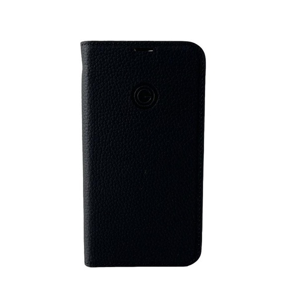 Mike Galeli - iPhone 14 Pro Echtleder Book Case Tasche Flip Cover Hand Made (MARCIP14PRO-M01) - Schwarz
