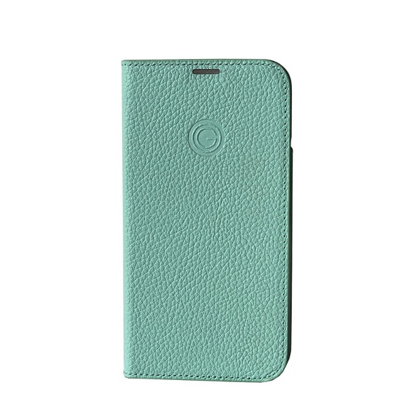 Mike Galeli - iPhone 14 Pro Echtleder Book Case Tasche Flip Cover Hand Made (MARCIP14PRO-M09) - Türkis