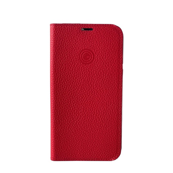 Mike Galeli - iPhone 14 Pro Max Echtleder Book Case Tasche Flip Cover Hand Made (MARCIP14PROMAX-M04) - Rot