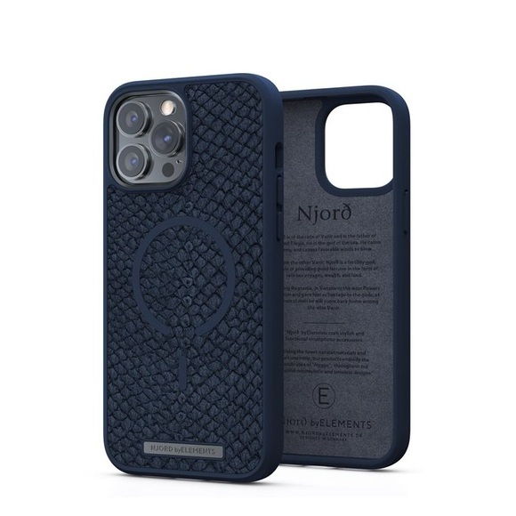 Njord by Elements - iPhone 13 Pro Max MagSafe Lachsleder Hülle (SL14161) - Dunkelblau