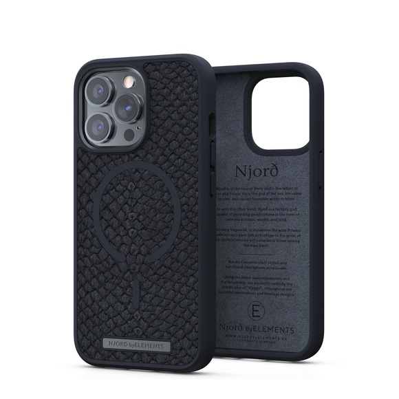 Njord by Elements - iPhone 13 Pro MagSafe Lachsleder Hülle (SL14150) - Schwarz