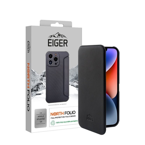 Eiger - iPhone 14 North Case Folio Hybrid Book-Style Tasche (EGCA00399) - Schwarz