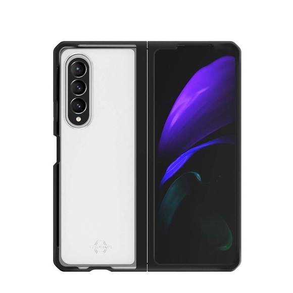 ITSkins - Samsung Galaxy Z Fold3 5G Hybrid Solid Antimikrobielle Hardcase Hülle (Fallschutz 3 Meter) - Schwarz / Transparent