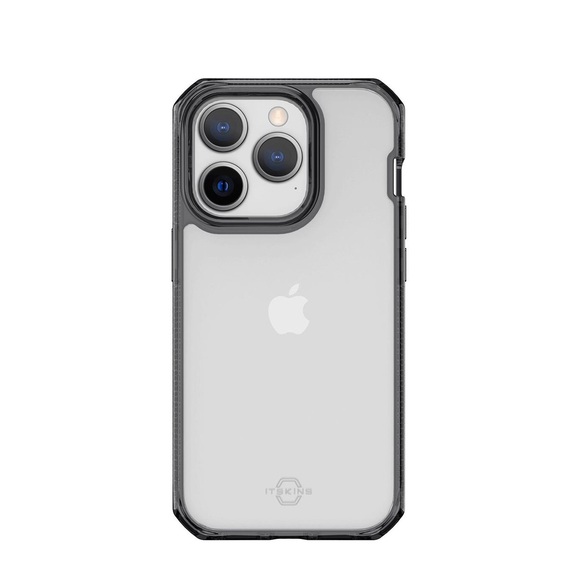 ITSkins - iPhone 14 Pro Max Hybrid Clear Antimikrobielle Schutz Hardcase Hülle (Fallschutz 3 Meter) - Transparent / Schwarz