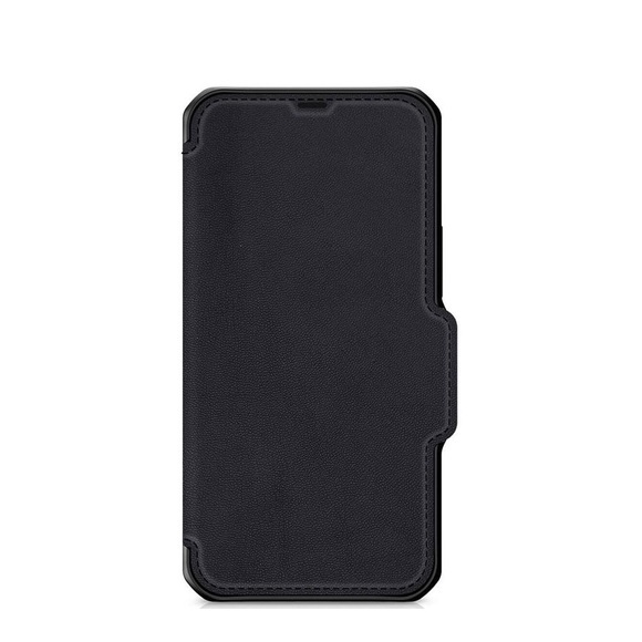 ITSkins - iPhone 13 Hybrid Folio Antibakterielle Recycelte Leder Tasche (Fallschutz 3 Meter) - Schwarz