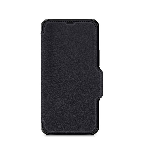 ITSkins - iPhone 13 Pro Hybrid Folio Antibakterielle Recycelte Leder Tasche (Fallschutz 3 Meter) - Schwarz