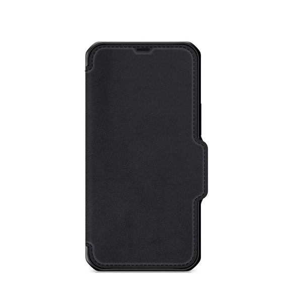 ITSkins - iPhone 13 Pro Max / iPhone 12 Pro Max Hybrid Folio Antibakterielle Recycelte Leder Tasche (Fallschutz 3 Meter) - Schwarz