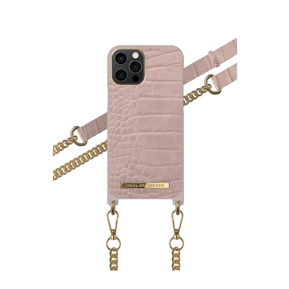 iDeal of Sweden - iPhone 12 Pro Max Necklace Case Hardcase Hülle + Handykette (IDNCSS20-I2067-211) - Misty Rose Croco