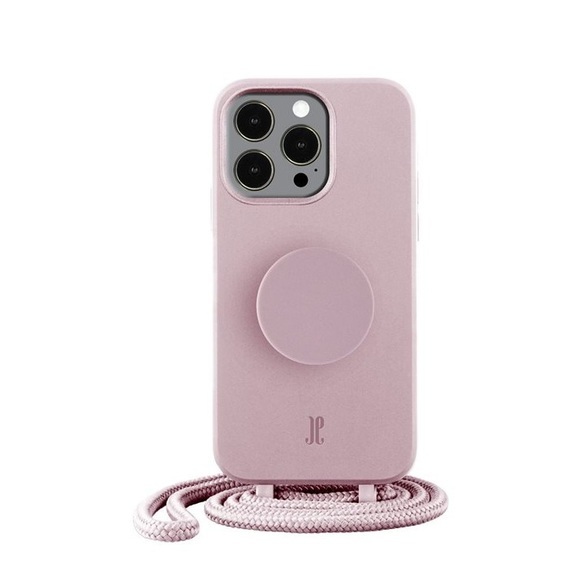 PopSockets - (by Just Elegance) iPhone 13 Pro Max PopGrip 3in1 Necklace Gummi Hülle + Handykette (150cm) + PopSockets (30187) - Rose Breath