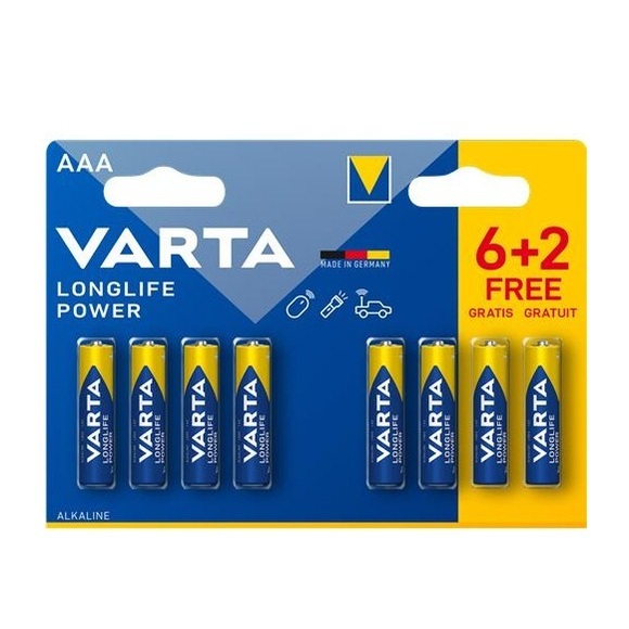 Varta - 6+2 Blister High Energy AAA Batterie LR03 Alkaline 1.5V (4903 B6+2)