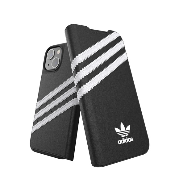 adidas Originals - iPhone 13 Booklet Case Leder Etui Tasche (47091) - Schwarz / Weiss