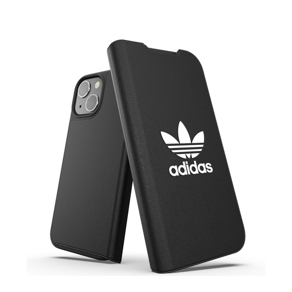 adidas Originals - iPhone 13 Mini Booklet Case Leder Etui Tasche - Schwarz