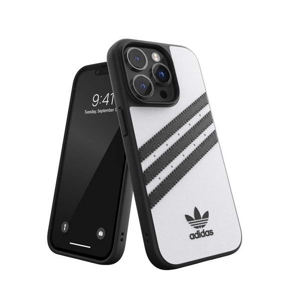 adidas Originals - iPhone 14 Pro Max Moulded Case Leder Hülle (50194) - Weiss / Schwarz