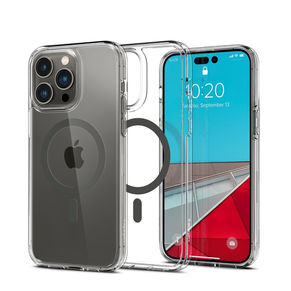 Spigen - iPhone 14 Pro MagSafe Ultra Hybrid MagFit Case Hülle (ACS04970) - Transparent / Grau