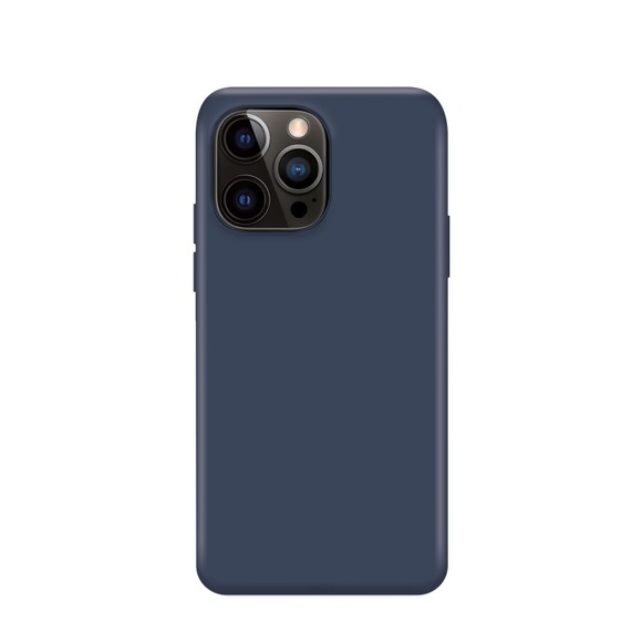 XQISIT - iPhone 14 Pro Antibakterielle Silikon Case Hülle (50447) - Dunkelblau
