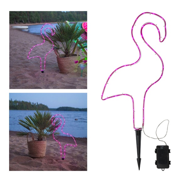StarTrading - (61x31cm) Flamingo LED Deko Licht Neon Gartenbeleuchtung IP44 (Batteriebetrieben) - Pink