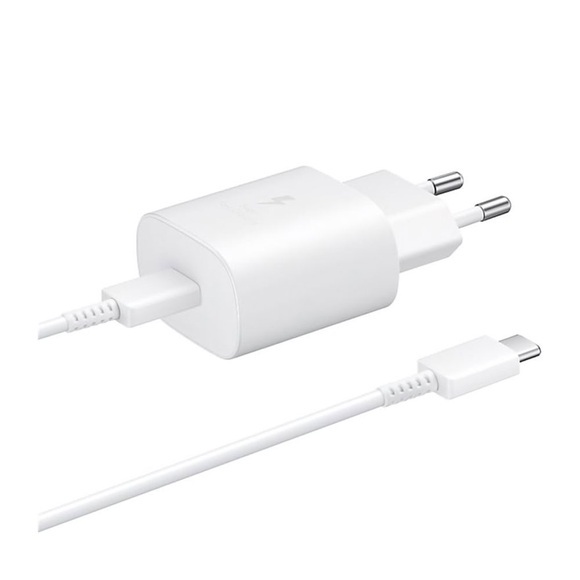 Samsung - AFC Schnell Ladegerät (3A/25W) + USB C auf USB C Ladekabel 1m (EP-TA800XWEGWW) - Weiss