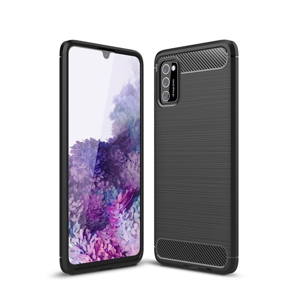 Samsung Galaxy A41 Gummi Case Schutzhülle Carbon Look - Schwarz