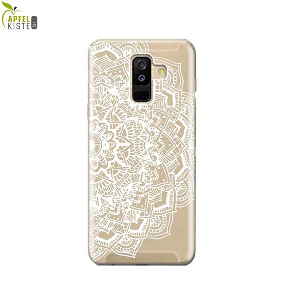 Apfelkiste © - Samsung Galaxy A6 (2018) Gummi Case Hülle Ultra Thin Henna Mandala - Transparent / Weiss